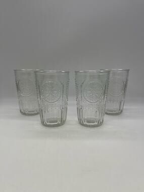 Set of 4 Bormioli Rocco Romantic Clear 10.25 Ounce Water Glasses Italy